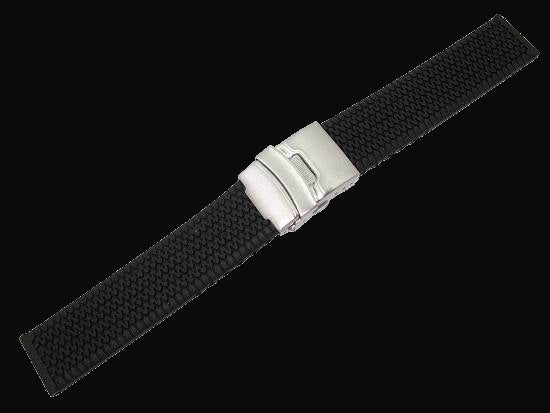 Black 18mm Heavy-Duty Silicone Deployment Watch Strap