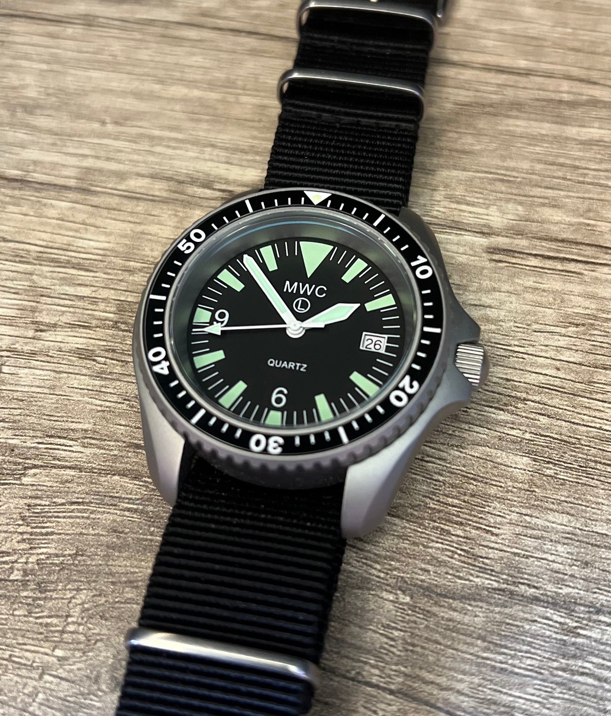 Current NATO Pattern Quartz Military Divers Watch with Sapphire Crystal and 10 Year Battery Life - NATO STOCK NUMBER NSN 6645-99-157-3496