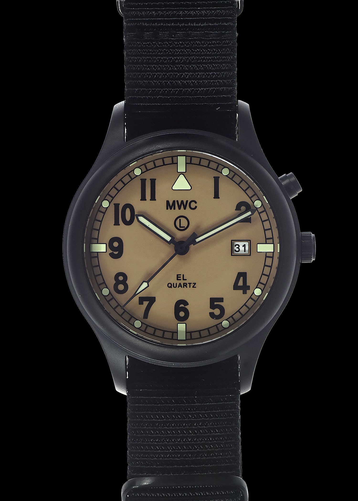 MWC G10EL Black PVD Steel General Service Watch with Electroluminescent (EL) Backlit Dial