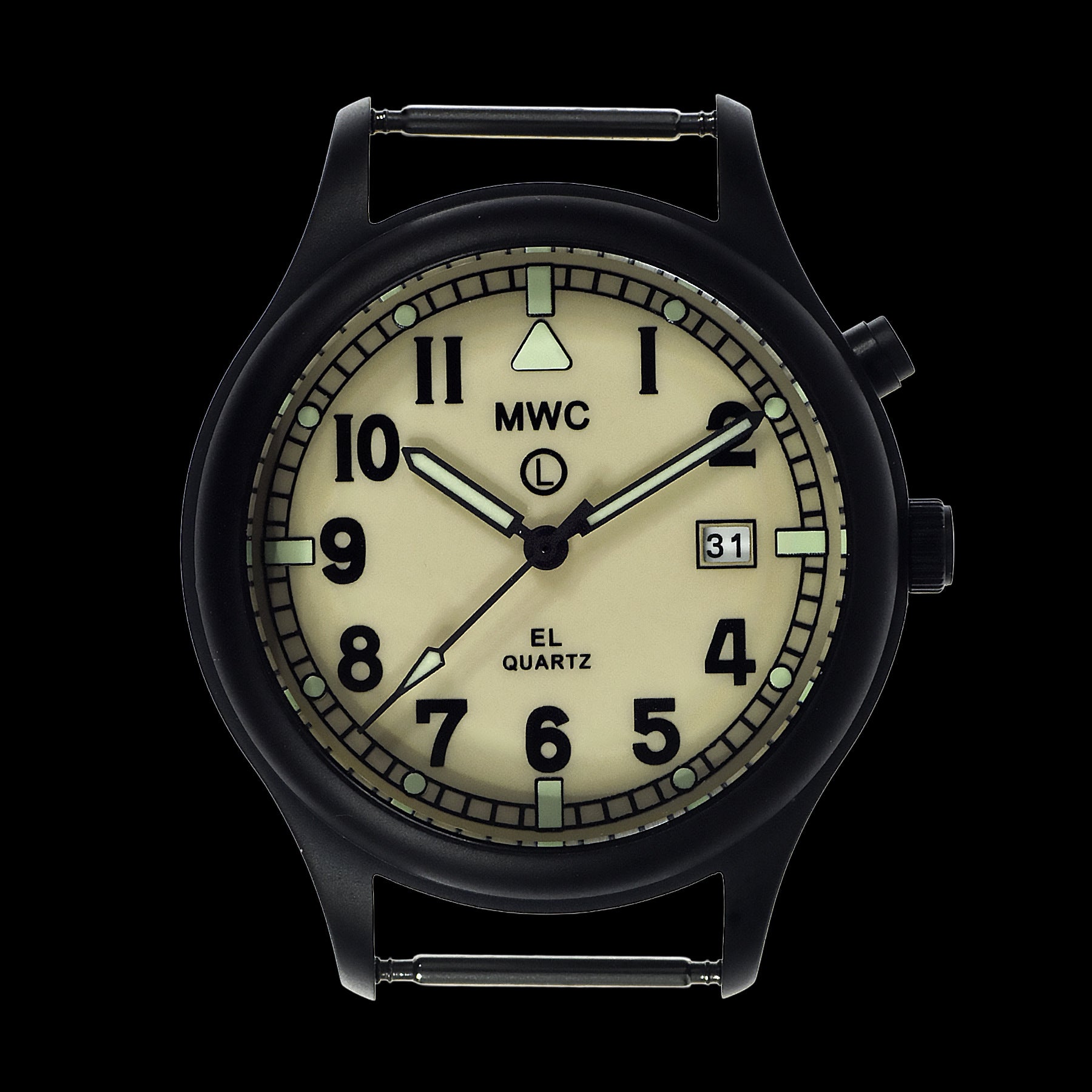 MWC G10EL Black PVD Steel General Service Watch with Electroluminescent (EL) Backlit Dial