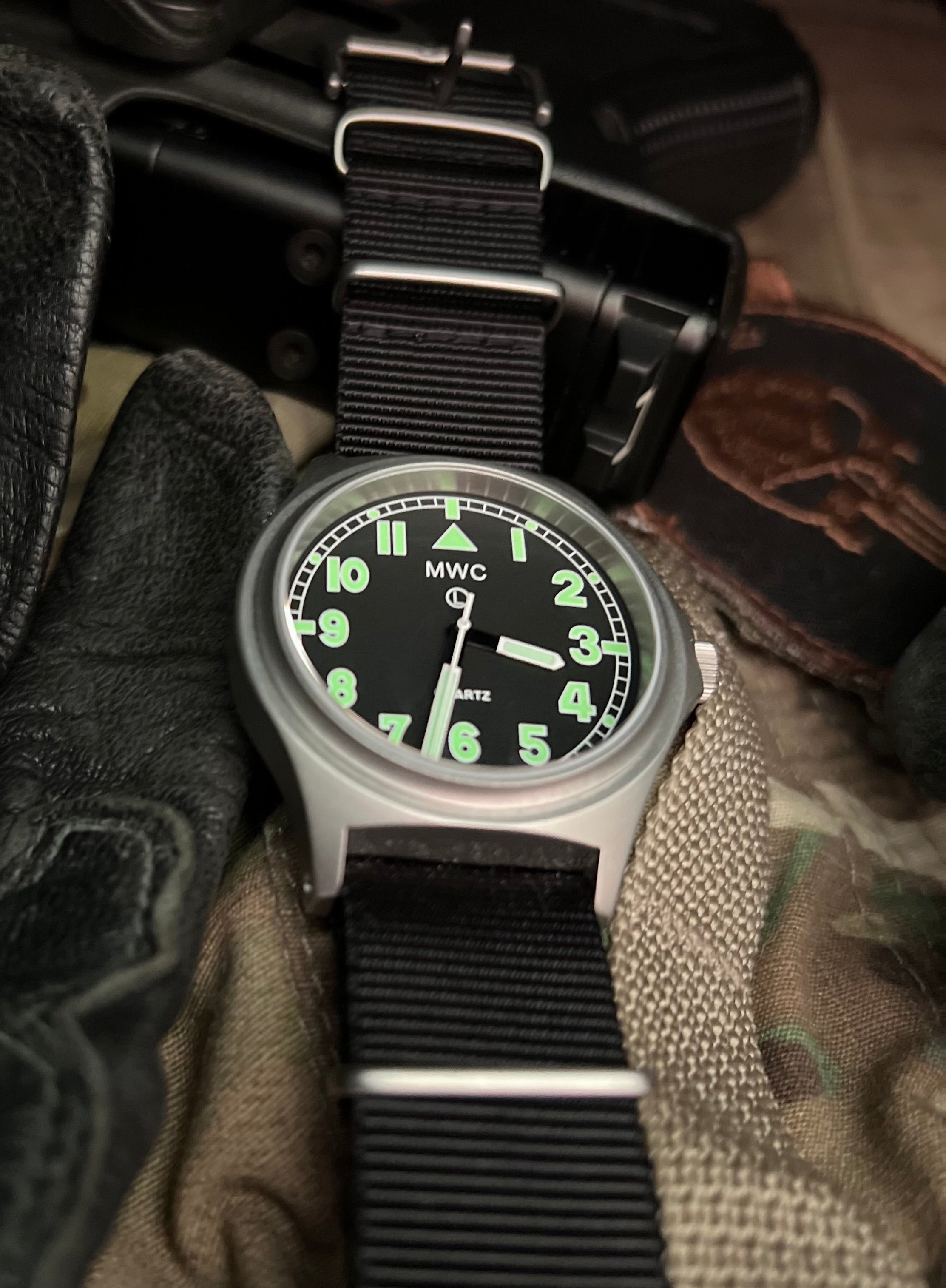 MWC G10 100m / 330ft Water resistant Stainless Steel Military Watch with Sapphire Crystal - NATO Stock Number: NSN 6645-99-472-3228