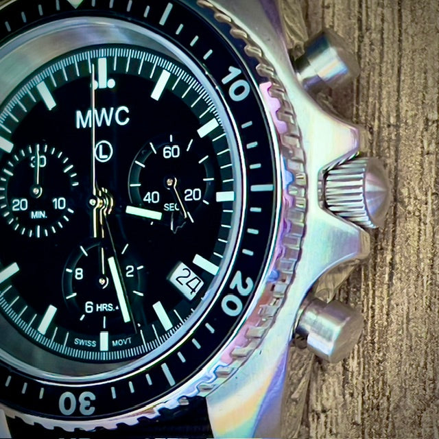 MWC NATO Pattern Stainless Steel Military Pilots Chronograph with Sapphire Crystal and Swiss Ronda Movement
