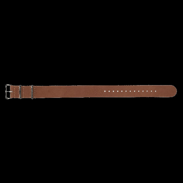 18mm Brown Leather NATO Pattern Military Watch Strap