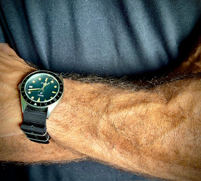 MWC Classic 1960s Pattern Dual Time Zone Automatic Divers Watch with Retro Luminova Paint and Sapphire Crystal