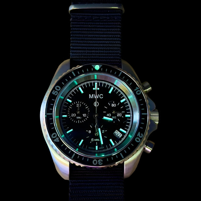 MWC NATO Pattern Stainless Steel Military Pilots Chronograph with Sapphire Crystal and Swiss Ronda Movement