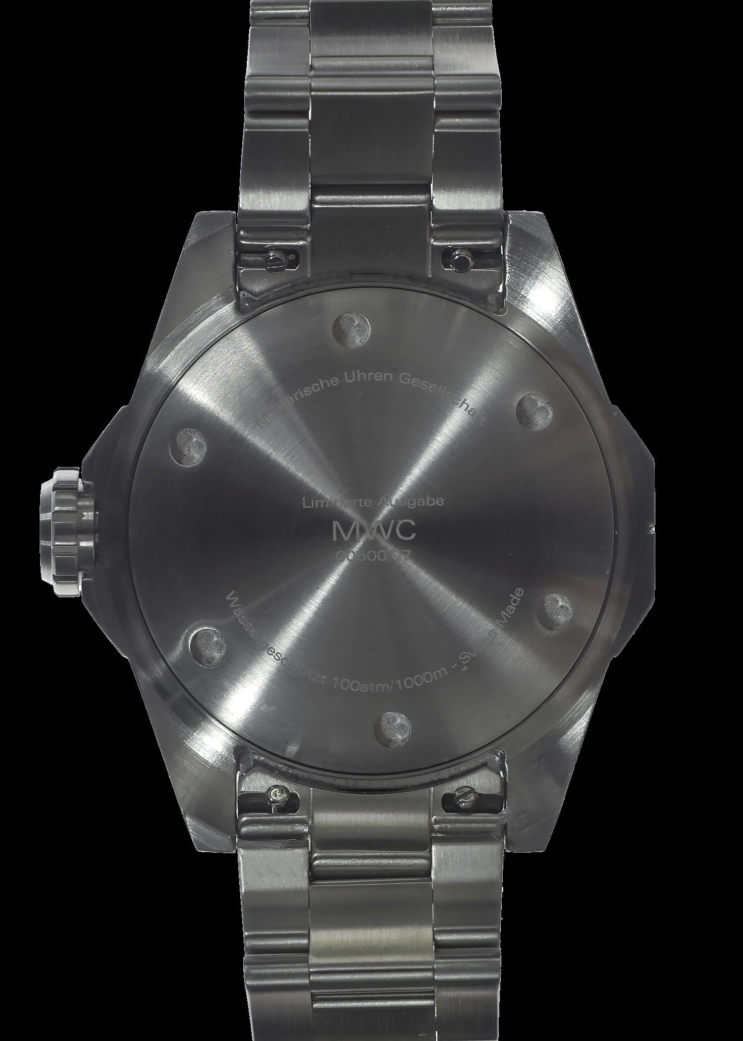 MWC 100ATM / 3,280ft / 1000m Water Resistant Diver's Watch  Stainless Steel Case with Helium Valve and Matching Bracelet  100% Swiss Made with Sellita SW200 26-Jewel Automatic Movement