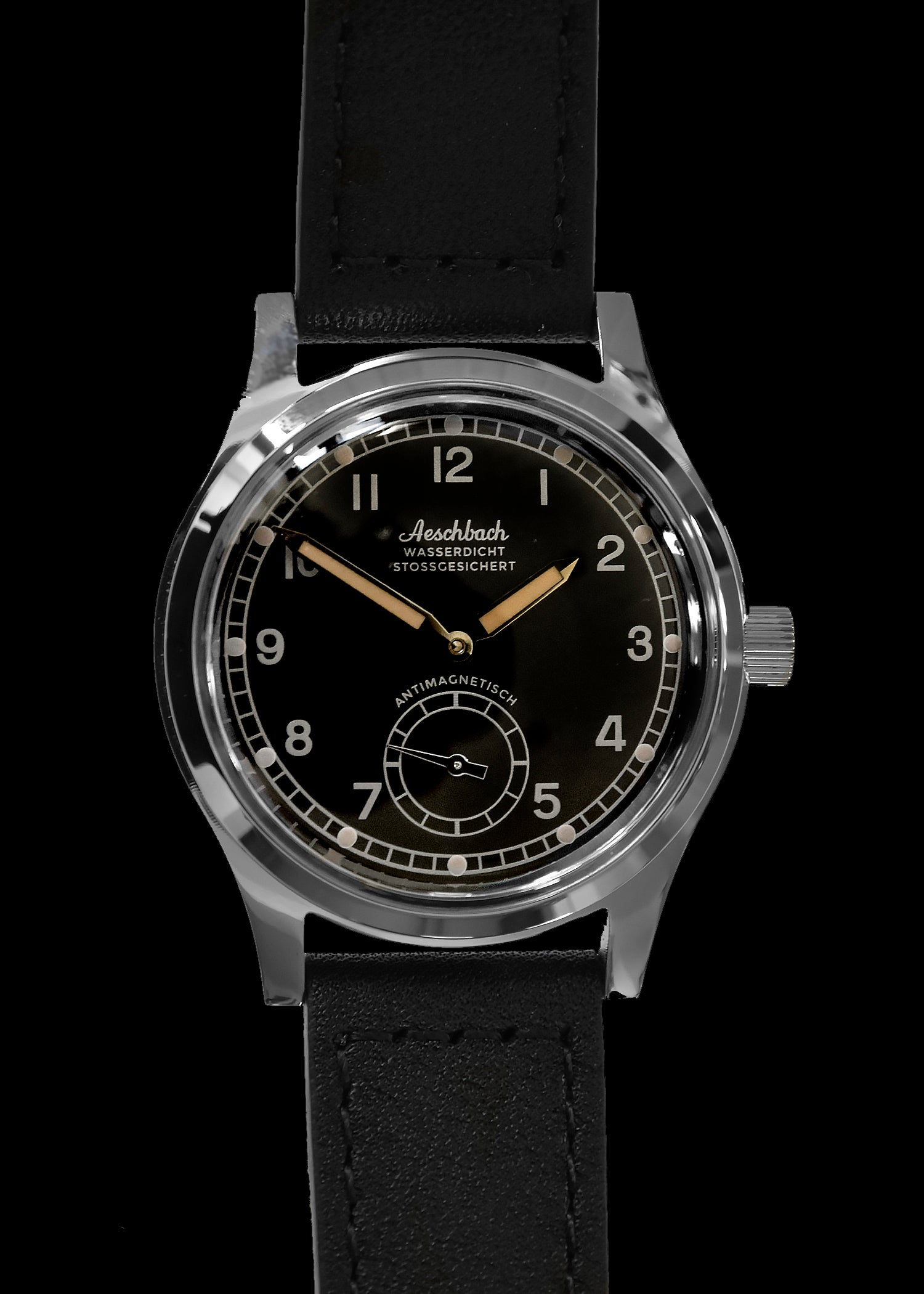 Aeschbach WW2 Pattern Germany Luftwaffe / Reichsluftfahrtministerium (RLM) Pilots Watch with Sapphire Box Crystal and 21 Jewel Automatic Mechanical Movement