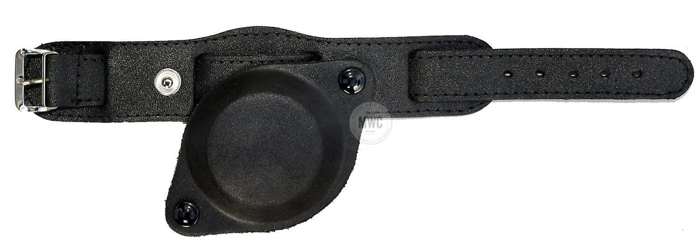 20mm Black 1950s Pattern Leather Military Watch Strap with Protective Face Cover